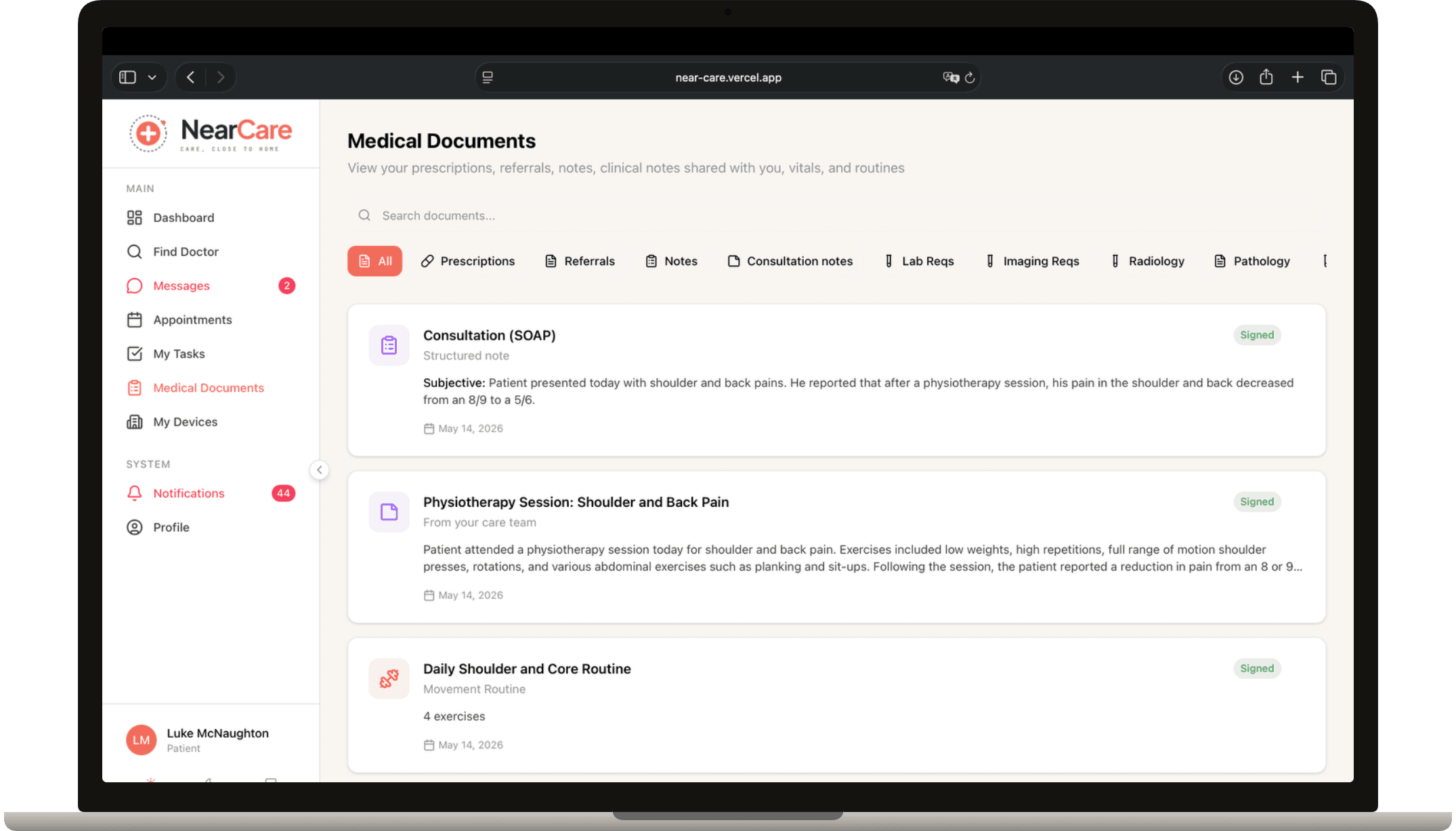 NearCare — Documents (web)