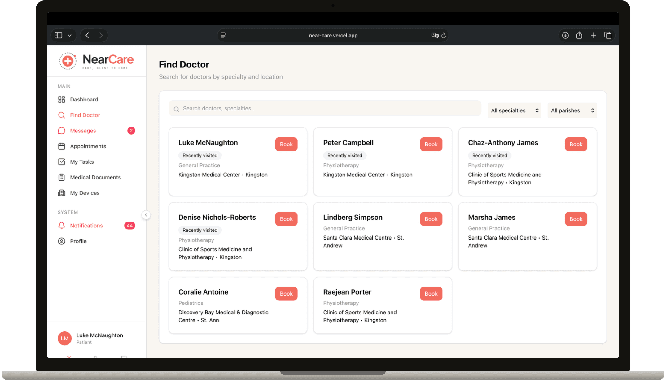 NearCare — Find a doctor (web)